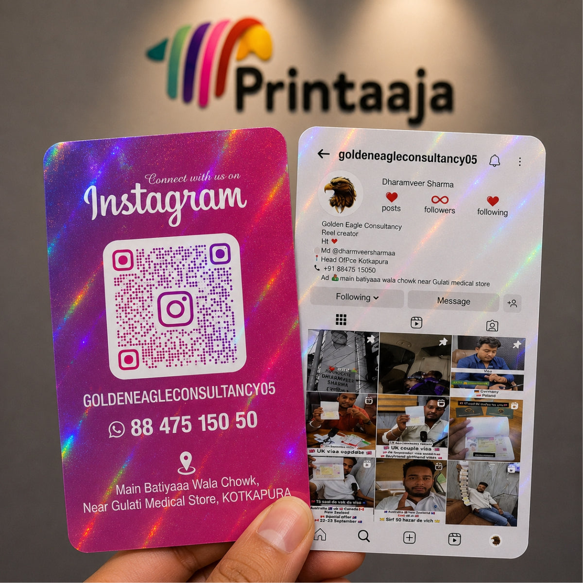 INSTA HOLOGRAPHIC VIISITING CARD