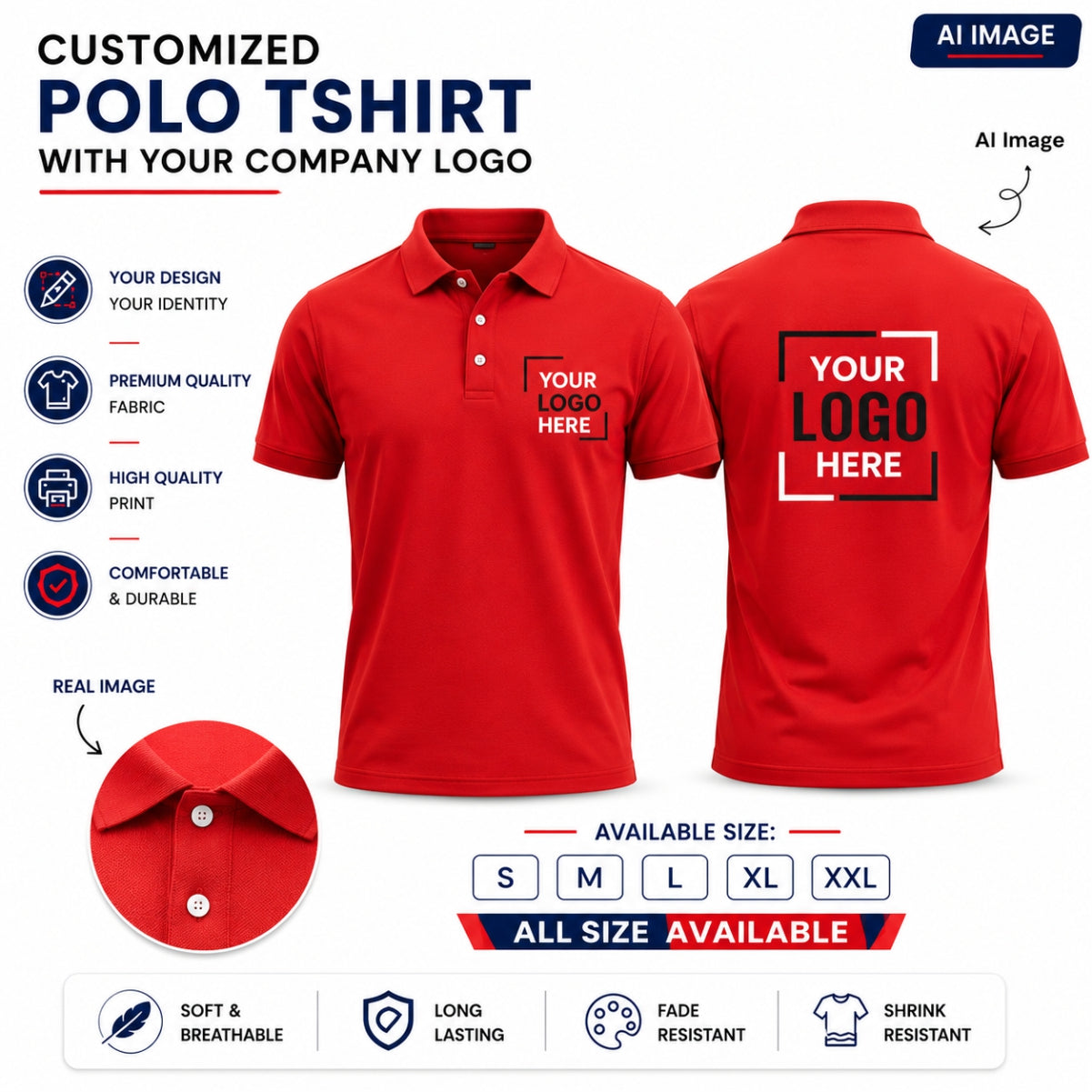 Custom T-Shirt - Red With your logo printed