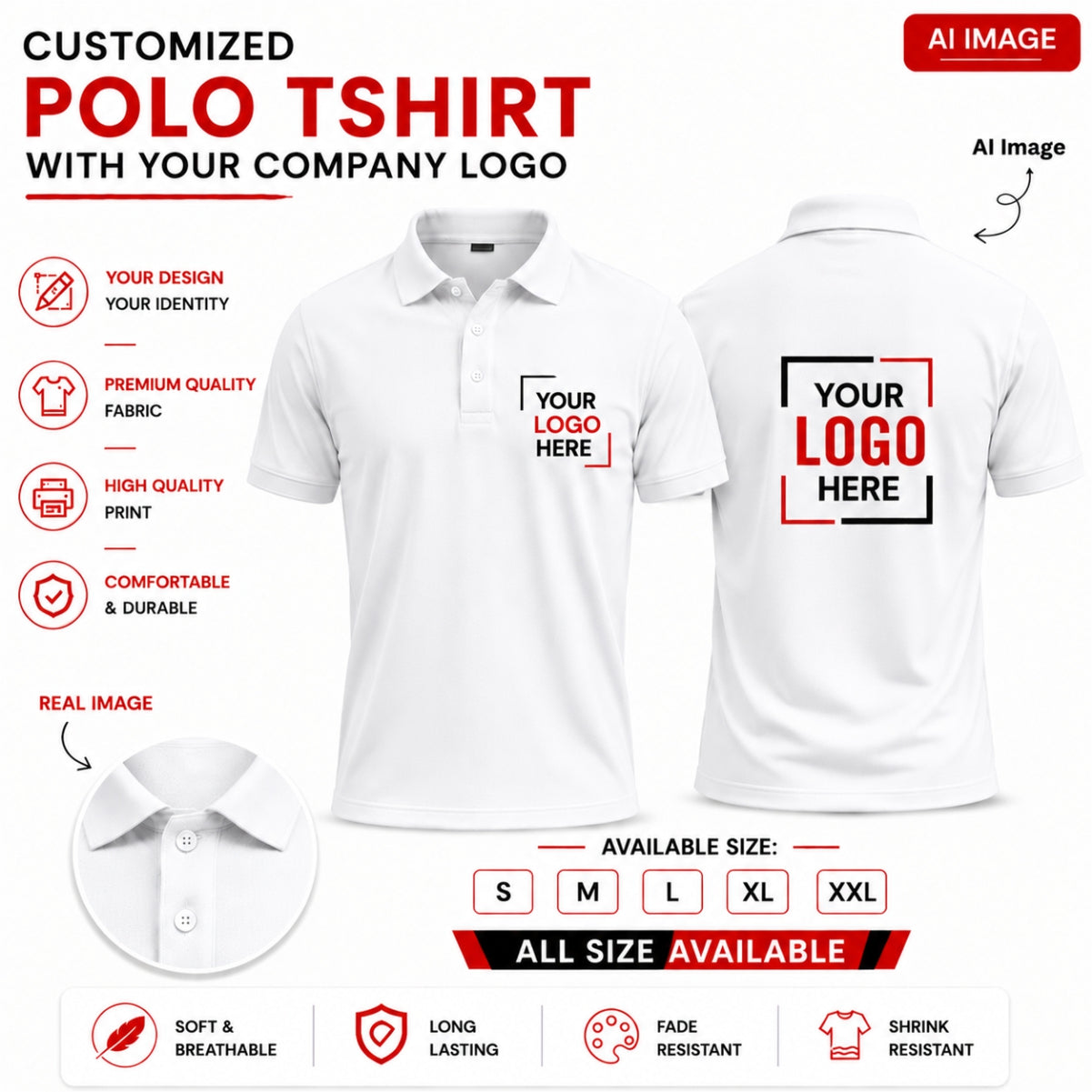 Custom T-Shirt -   White With your logo printed