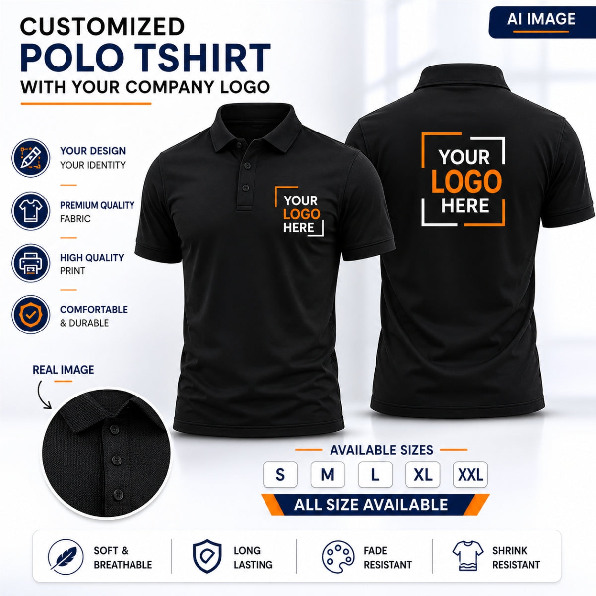 Custom T-Shirt -    Black With your logo printed