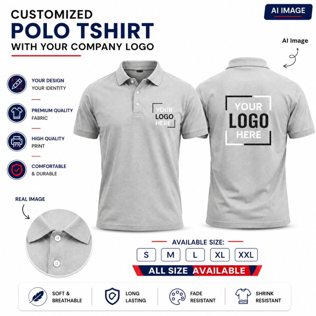 Custom T-Shirt -    Gray With your logo printed